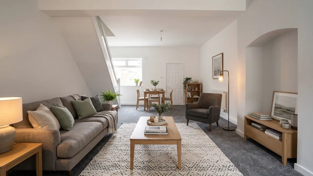 Living and dining room, renovated